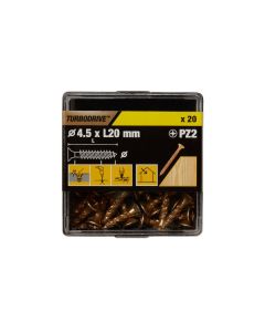 20 tornillos para madera PZ premium 4,5x20 mm Turbodrive