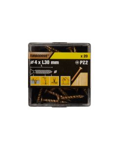 20 tornillos para madera PZ premium 4x30 mm Turbodrive