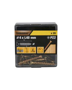 20 tornillos para madera PZ premium 4x40 mm Turbodrive