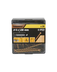 20 tornillos para madera PZ premium 4x50 mm Turbodrive
