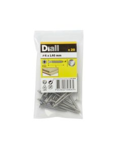 20 Tornillos para madera INOX 4x40 mm Diall