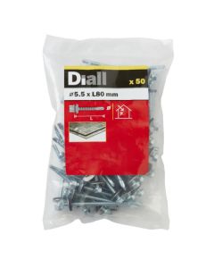 50 Tornillos para techos de acero 5,5x80 mm