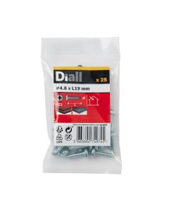 25 Tornillos autoperforantes de acero 4,8x19 mm Diall