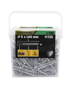 500 Tornillos Torx para tarimas de acero 5x60 mm