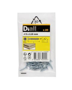 20 Tornillos para madera PZ 3x16 mm Diall