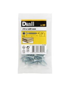20 Tornillos para madera PZ 4x20 mm Diall