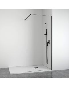Mampara de ducha frontal fija 8 mm negra 88-90 cm bellobath