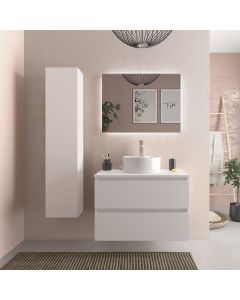 Mueble baño bequia 80 cm blanco mate | lavabo +encimera
