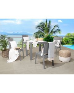 Conjunto de comedor exterior 4 plazas fossano gris claro
