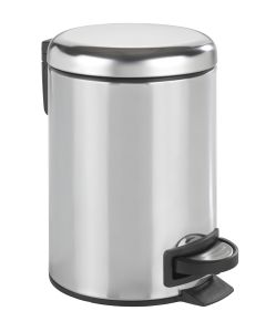 Papelera con pedal de 3L Leman acero inoxidable brillo