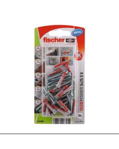 Tacos Duopower + tornillos 5 x 25 mm Fischer 18 uds