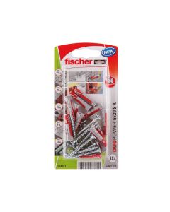 Tacos Duopower + tornillos 6 x 30 mm Fischer 12 uds