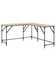 vidaXL escritorio madera de ingeniería roble sonoma 149x149x75 cm