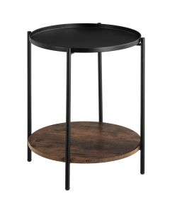 Mesa auxiliar 45,5x54,5cm, madera industrial oscura, rústica
