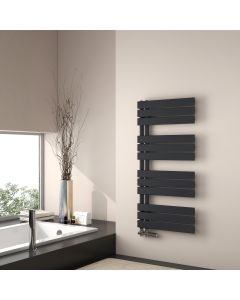 Emke radiador toallero agua caliente 104x50cm, panel negro mate, vertical