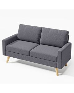 Sofá de 2 plazas - bealife - escandinavo - lino gris oscuro - 2 cojines - 2