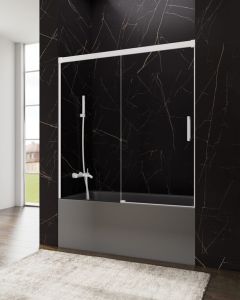 Mampara de bañera frontal + corredera basic 160-165cm transparente blanco