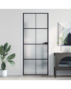 Puerta interior deLGada negra vidrio y aluminio 83x201,5 cm wef3514