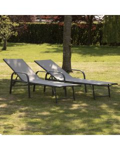Pack de 2 tumbonas sardinia de textileno gris y estructura gris antracita