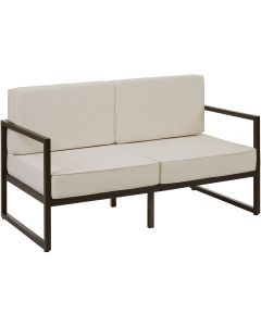 Sofá de jardín para 2 personas con acolchado xxl, marrón/beige
