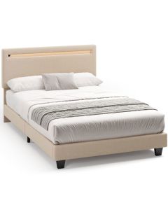Estructura de cama acolchada con LED beige - 120 x 200 cm