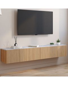 Mueble de tv suspendido efecto mármol roble 180 cm