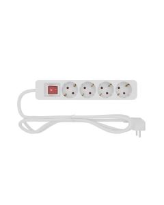 Base múltiple 4 enchufes con interruptor blanco