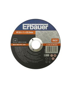 Pack 5 discos de corte metal/inox 125x1 mm Erbauer