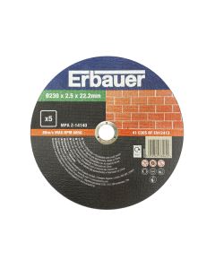 Pack 5 discos de corte piedra 230x2,5 mm Erbauer