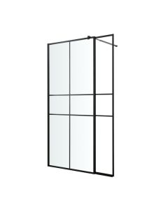 Mampara de ducha con panel Izza negro 90 cm y 30 cm