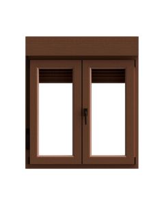 Ventana PVC oscilobatiente con persiana roble 5 cámaras 117x100cm