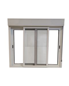 Ventana aluminio corredera con persiana y mosquitera 116x120 cm