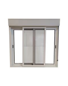 Ventana aluminio corredera con persiana y mosquitera 116x100cm