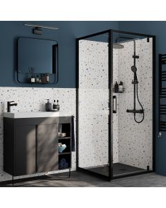 Panel fijo negro con cristal transparente 80cm Odalia
