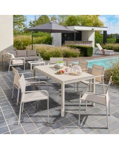 Conjunto de jard&iacute;n extensible 180-240cm de aluminio para 6 personas Mallia GoodHome