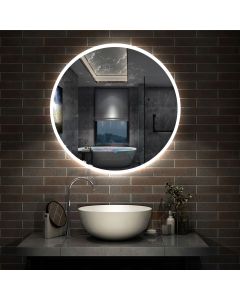 Espejo redondo de baño LED 80cm + antivaho + brillo ajustable