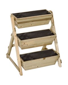 Jardinera de escalera 71x61x77 cm madera de abeto color marrón Outsunny
