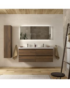 Mueble baño bequia 140cm + lavabo carga mineral toscana | nogal|140x45x59