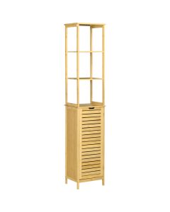 Estantería de baño 34x30x173 cm bambú color marrón kleankin, hogar - baño