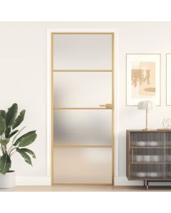 Puerta de interior dorada vidrio templado y aluminio 83x201,5cm wef2570