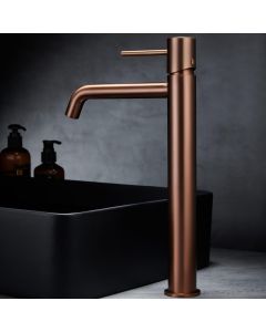 Imex - grifo monomando lavabo caño alto oro rosa serie monza