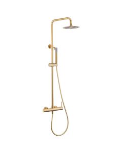 Valaz barra de ducha monomando redonda ajustable 120cm oro mate - 30cm