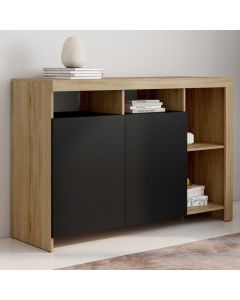 Aparador moderno - madera y negro - 110 cm