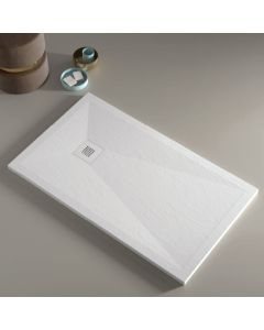 Plato de ducha pizarra onda blanco  70x90 cm rejilla color