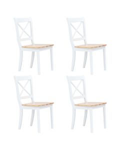 Sillas comedor 4 uds madera maciza caucho blanco y madera claro qweo8166