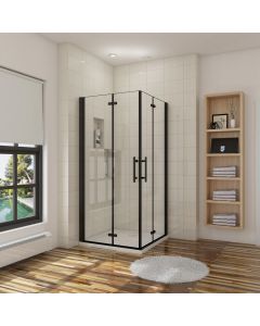 Mampara de ducha plegable,cristal antical 5mm,negro mate,800x800x1900mm