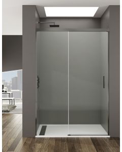 Mampara de ducha frontal basic 1+1 95-100cm transparente perfil titanio