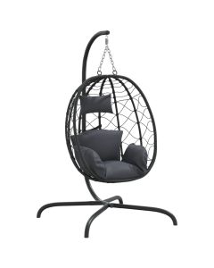 vidaXL sillón colgante con forma de huevo y cojín antracita de ratán