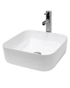 Lavabo cerámico cuadrado 390 x 390 x 140 mm blanco ecd germany