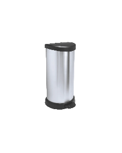Curver cubo de basura con pedal 40l, acabado acero, tapa y aro para bolsa